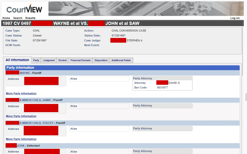 A screenshot of the Greene County search tool that can be used to acquire criminal court case details for free.